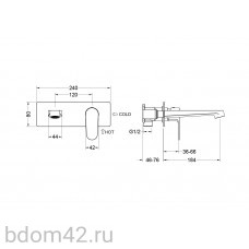 Смеситель настенный для раковины, хром ОБЕРОН Aquatek AQ1213CR