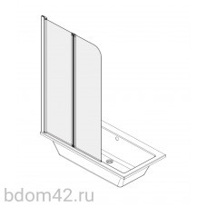 Azario BOSTON 141 Душевая шторка на ванну 80 (41,5+38,5)*140 хром, 4мм прозрачное стекло