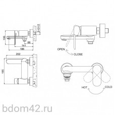 Смеситель для ванны c коротким изливом Bravat Opal F6125183CP-01-RUS
