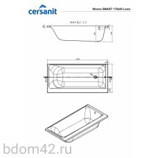 Ванна акриловая прямоугольная Cersanit SMART 170x80 левая P-WP-Smart*170-LNL