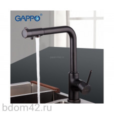 Смеситель  для кухни со встроенным фильтром под питьевую воду черный GAPPO G4390-10